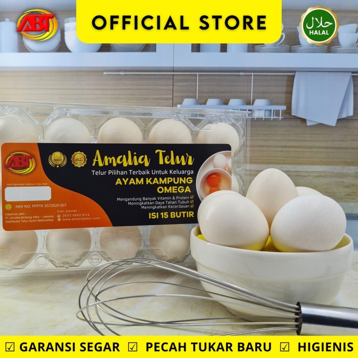 ABT - Telur Ayam Kampung TRIYAS OMEGA Amalia PREMIUM Garansi Segar - Isi 15 Butir bebas Salmonella dan E-Colli