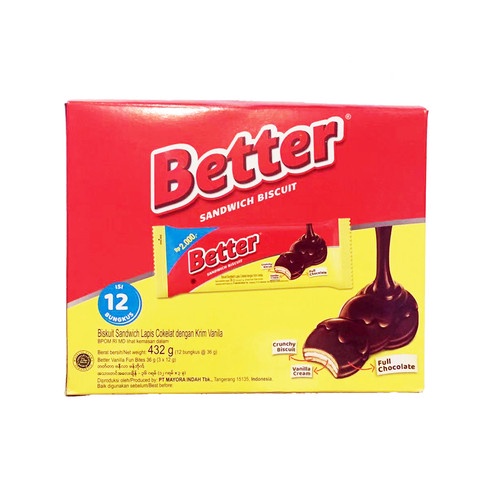 

BETTER SANDWICH BISCUIT 1 BOX ISI 12 PCS @36 G