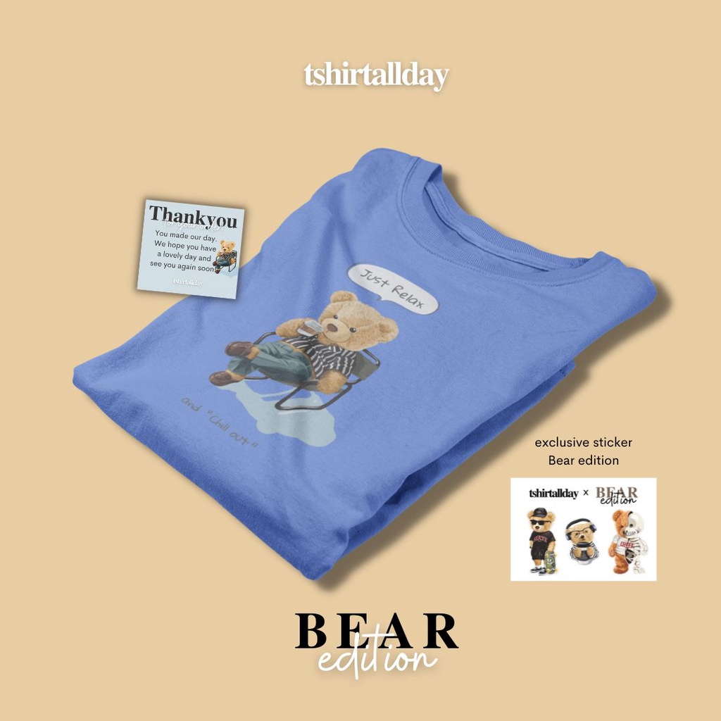 Tshitrallday Kaos Premium Unisex Pria &amp; Wanita bisa Oversize 100% Cotton Combed BEAR