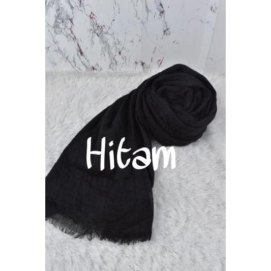 [COD] PASHMINA CRINKLE / CRINGKLE KUSUT /CRINGKLE RAWIS / HIJAB SHAWL PREMIUM RAWIS negro-PASHMINA-Hitam