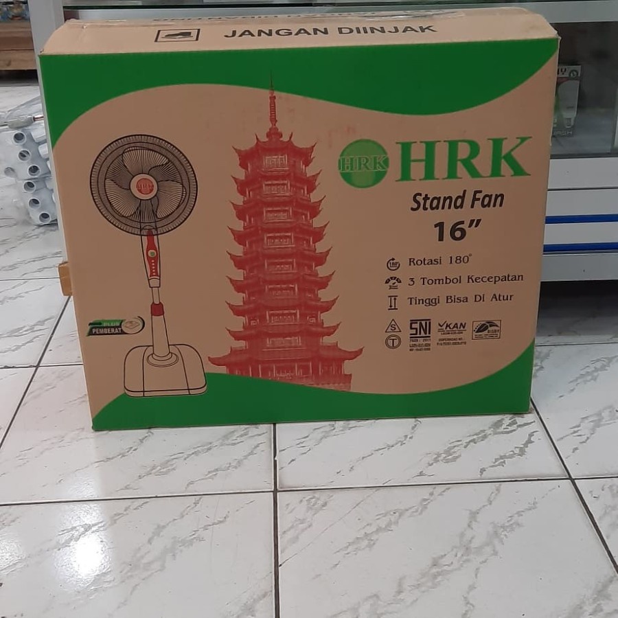 HRK Stand Fan / Kipas Angin Berdiri 16" + Pemberat Kaki Kotak