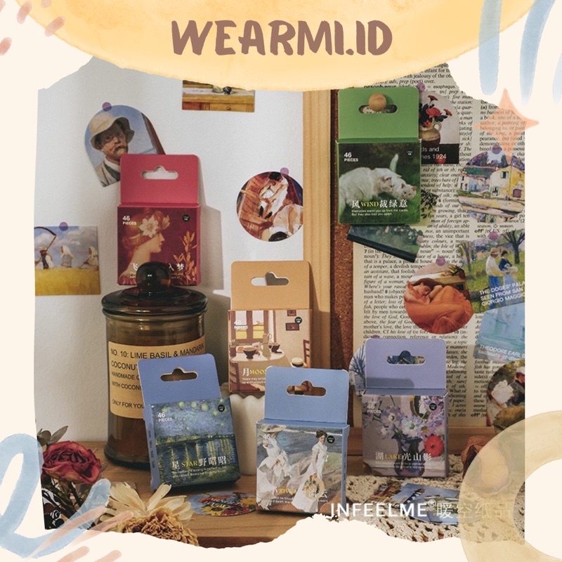 

45 pcs Sticker Box Deco Shape Lukisan Pemandangan Painting Decor Aesthetic Bujo Jurnal DIY Wearmi