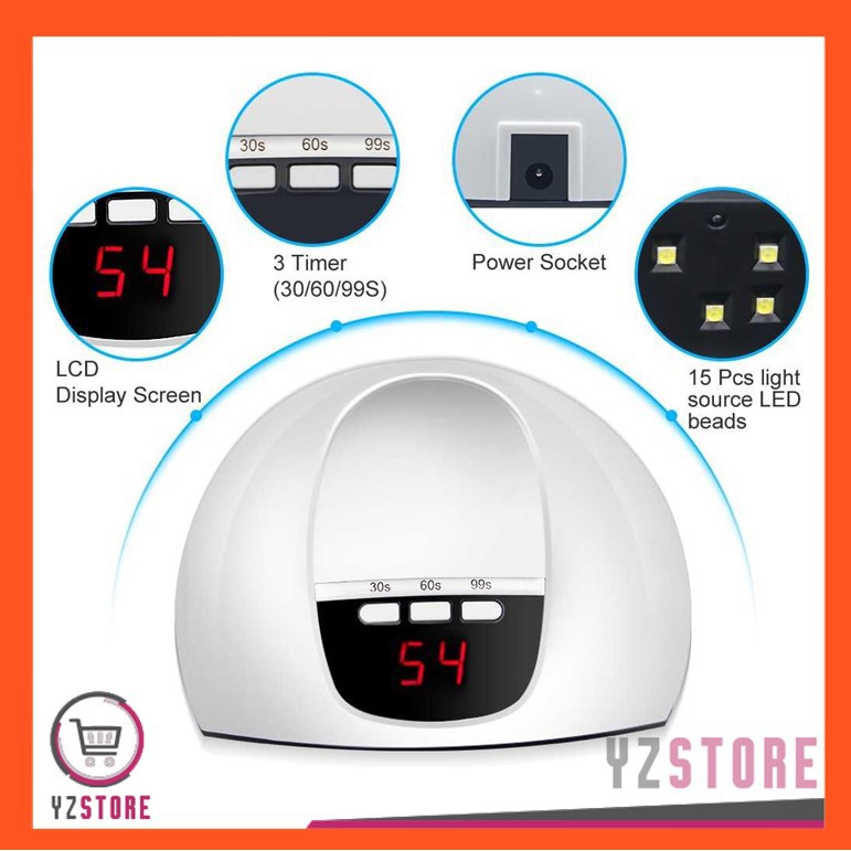 Pengering Kutek kuku Gel 45W Nail Art Manicure Lampu UV Smart LED Portable YZ49