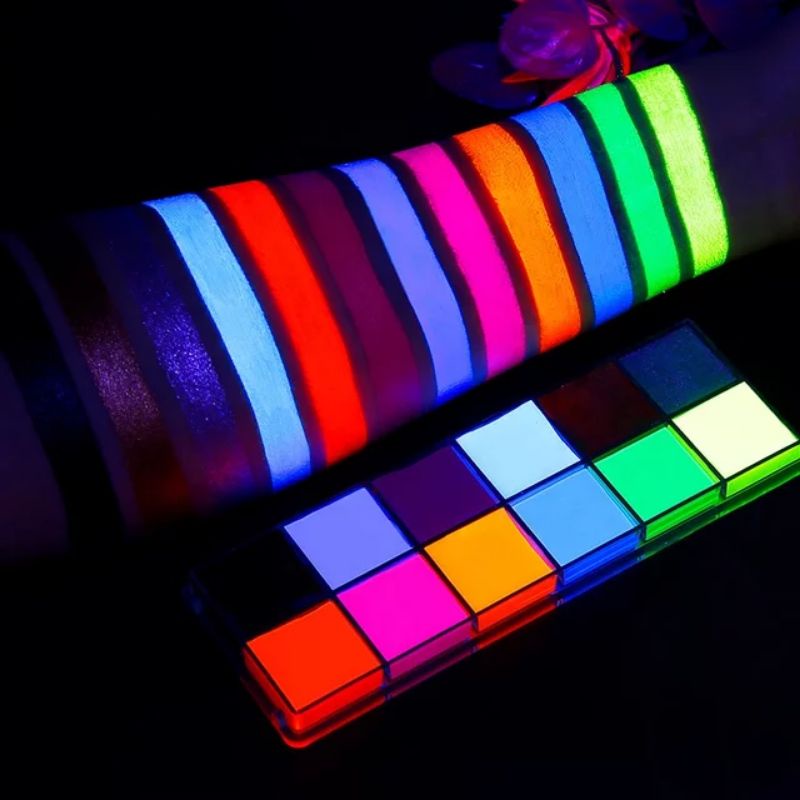 12 Color Neon Night Fluorescent UV Face Body Paint For Glow Black Light