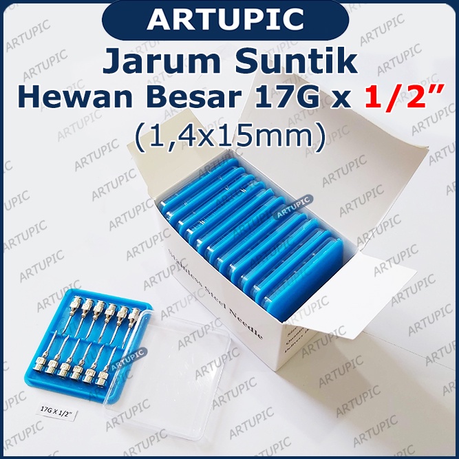 Jarum Suntik Hewan Besar 17G x 1/2 inch Vaksin Ternak Sapi Babi Kuda Vet Needle Stainless Steel