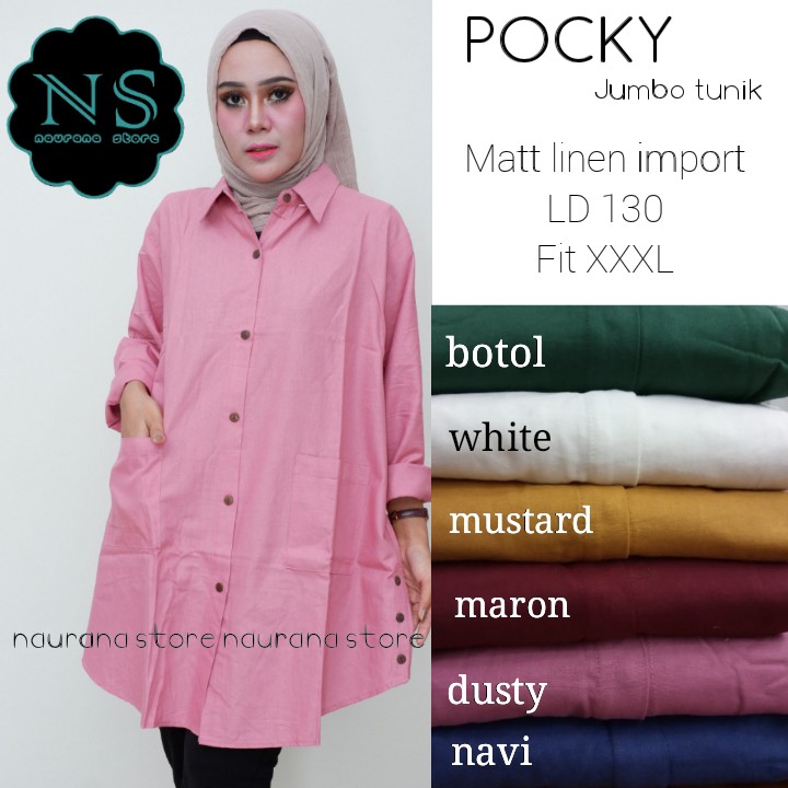 POCKY JUMBO TUNIK MATT LINEN IMPORT ORIGINAL BY NS NAURANA STORE