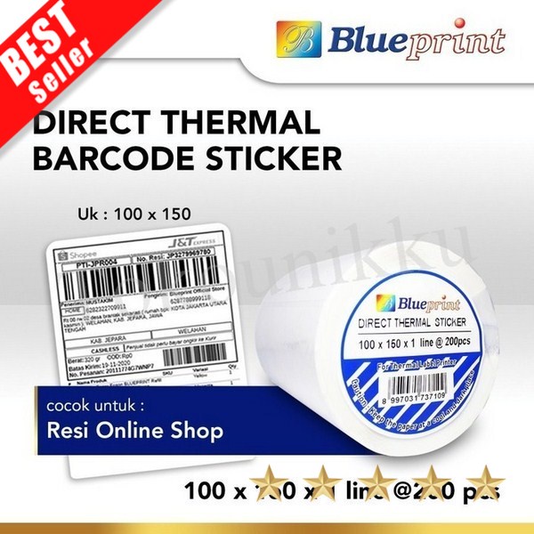 

DIRECT THERMAL STICKER LABEL ONLINE SHOP BLUEPRINT 100mm X 150mm