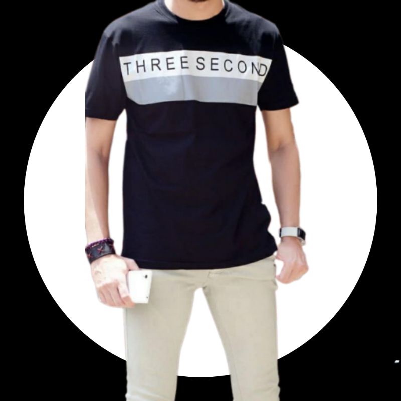 BAJU KAOS TSHIRT T SHIRT DISTRO FASHION PRIA COWOK LAKI LAKI DEWASA THREE SECOND 3SECOND THREESECOND