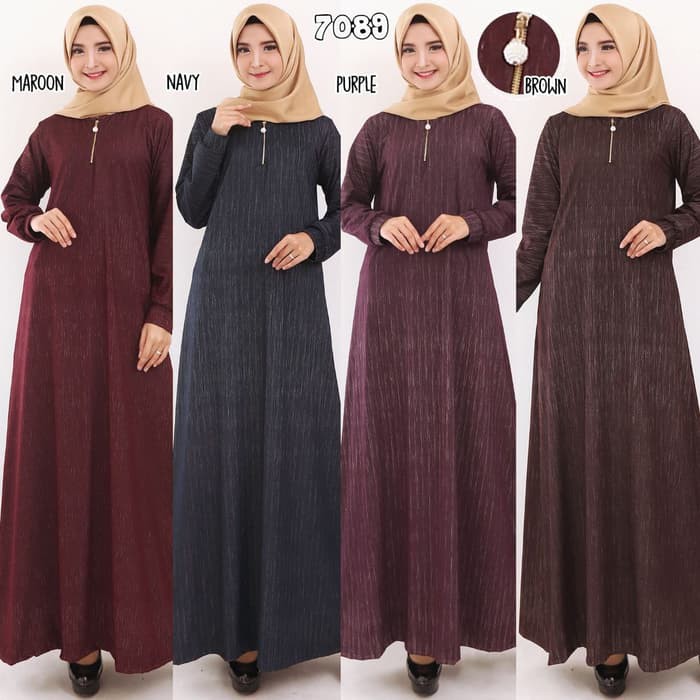 Baju Gamis Wanita Gamis Calvin Jeans Polos Gamis Jumbo 7089 - Navy L-XL