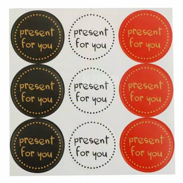 

1 lembar (isi9pcs) stiker DIY tulisan present for you/stiker label segel lucu