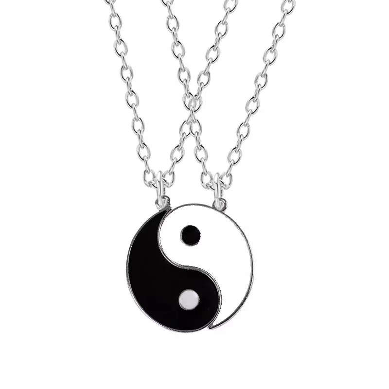 2Pcs Chinese Yin Yang Tai Chi Pendant Couple Necklace