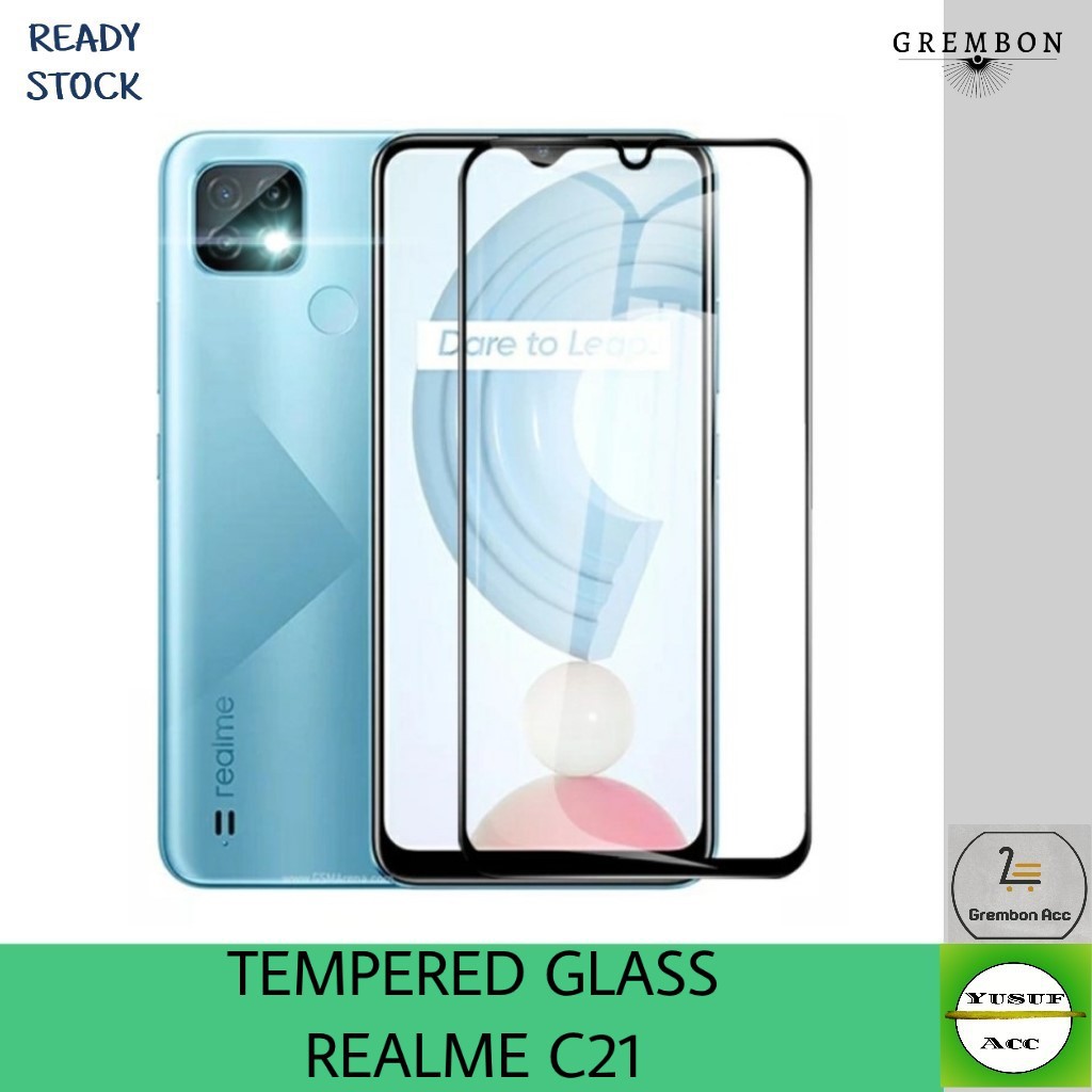 TEMPERED GLASS REALME C21 ANTI GORES KACA FULL LAYAR PREMIUM