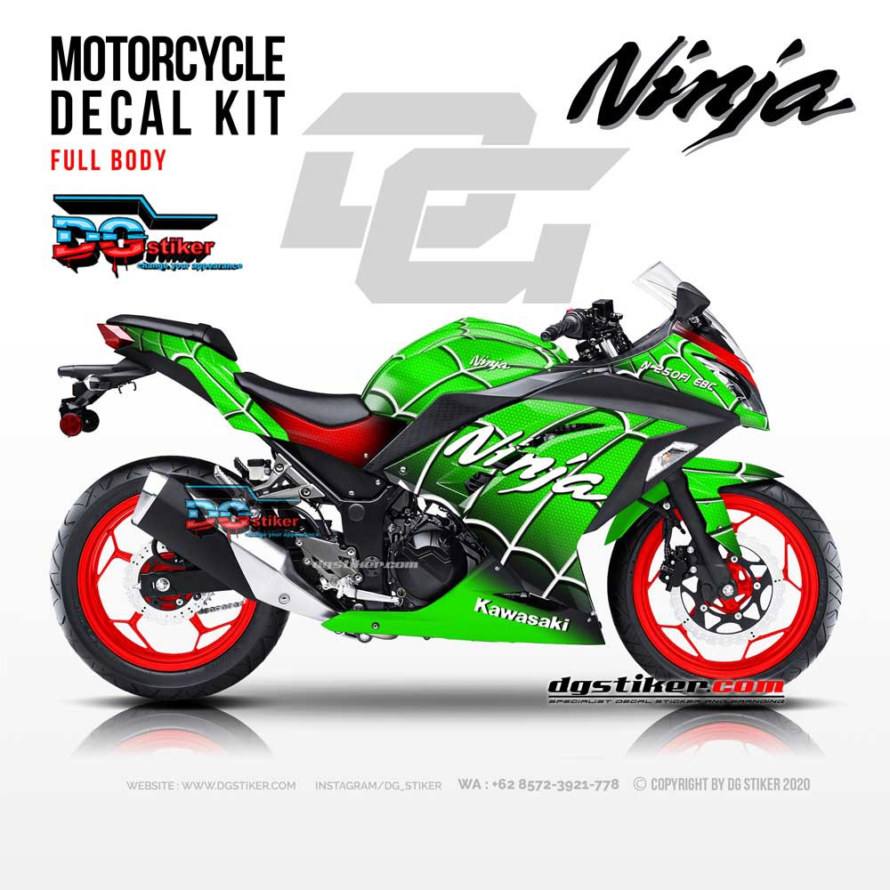 Decal Sticker Kit Ninja 250 FI Hijau Spider DG Stiker
