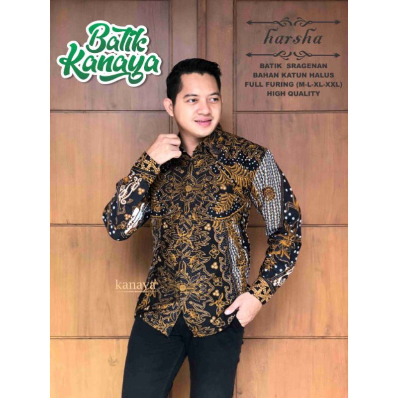 HARSHA Baju Batik Pria full furing bahan katun