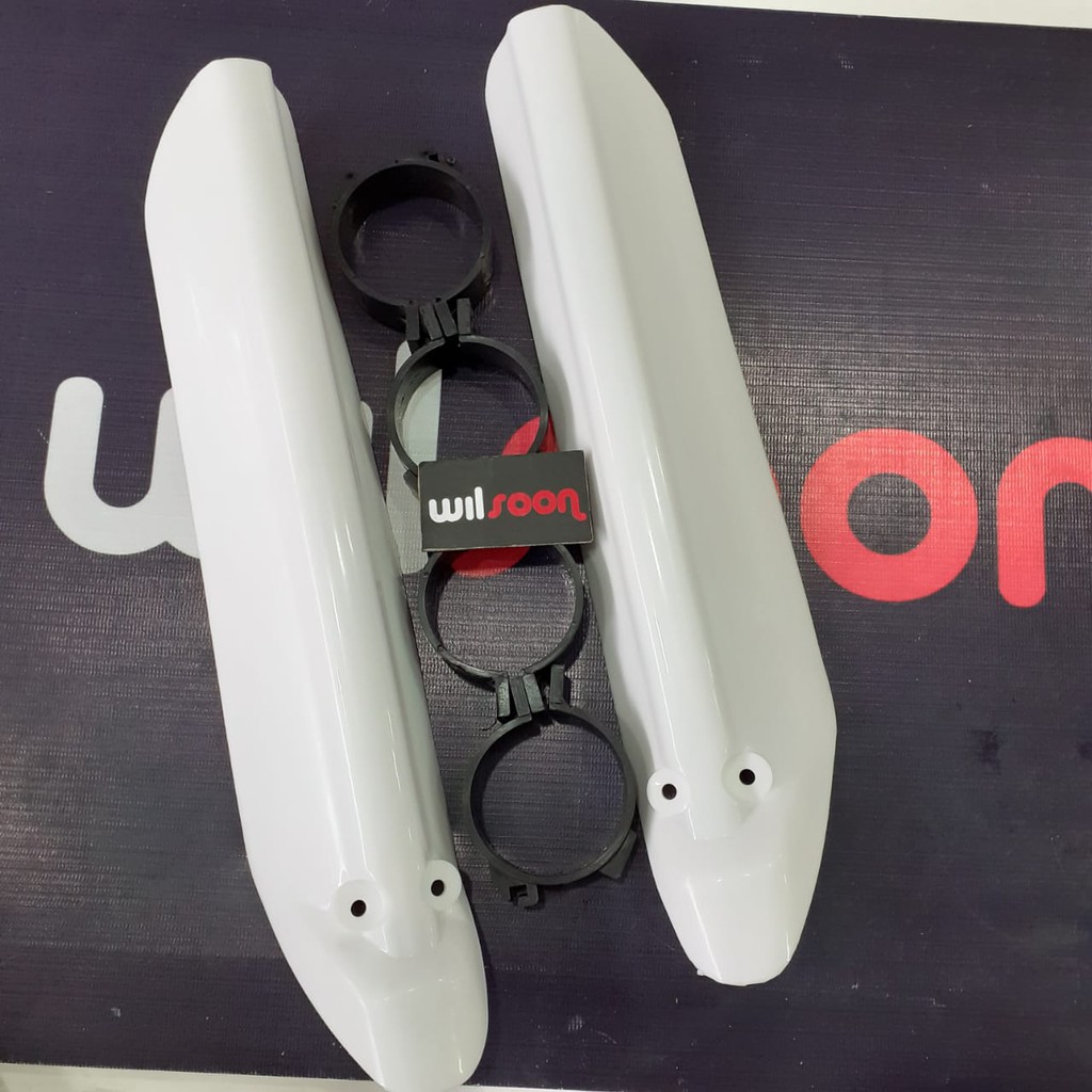 Pelindung Shock Depan / Cover Shock Depan Kawasaki KLX 150 Putih Type Tele