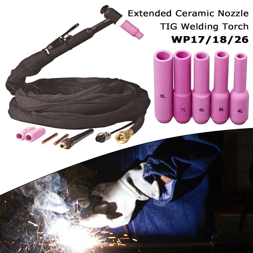 Solighter 5pcs Dipanjangkan Aksesoris Nozzle Keramik Torch Tip Nozzle Perisai Cup WP17 /18 /26