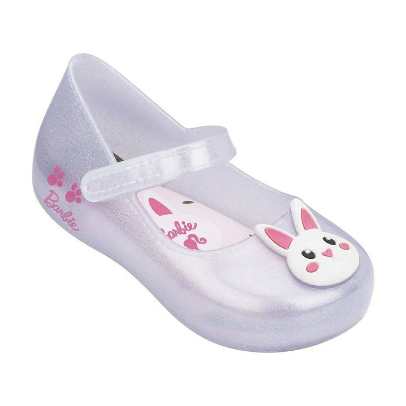 GRENDENE KIDS ZAXY NINA BARBIE GIRL RABBIT PANDA BLACK PEARL JELLY Shoes Sepatu Anak Hitam Silver