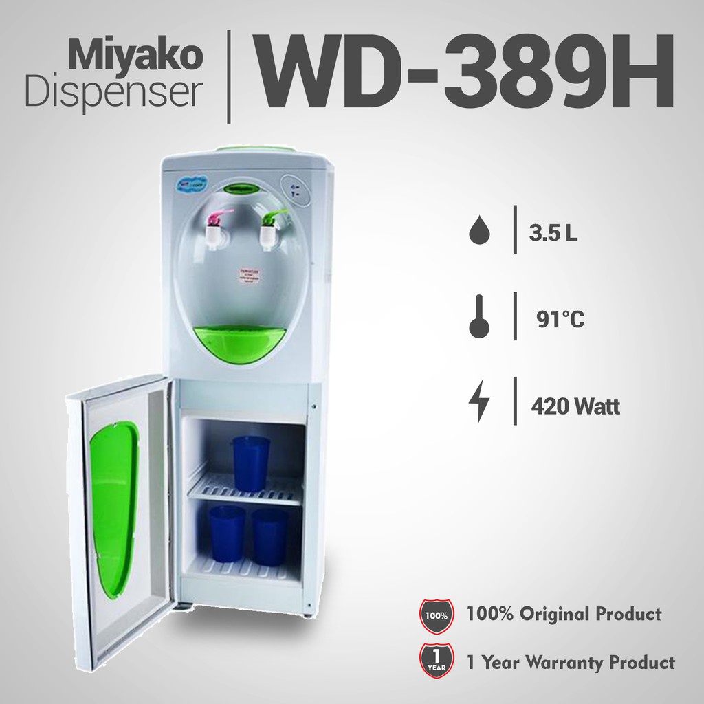 Water Dispenser Miyako WD 389HC 389 HC Hot Cold galon atas rak bawah  Water