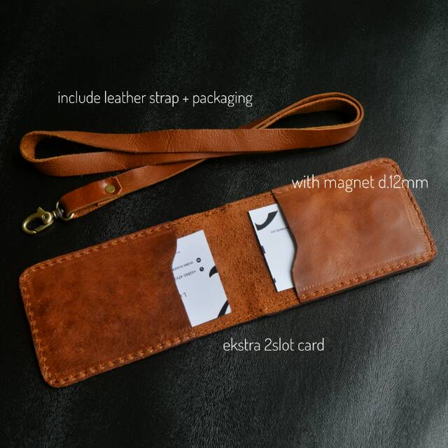 KOING NAME TAG ID CARD HOLDER KULIT ASLI MAGNET ( FREE LOGO/NAMA)