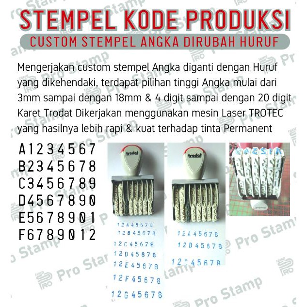 

Custom Stempel Angka diganti Huruf untuk stempel Trodat