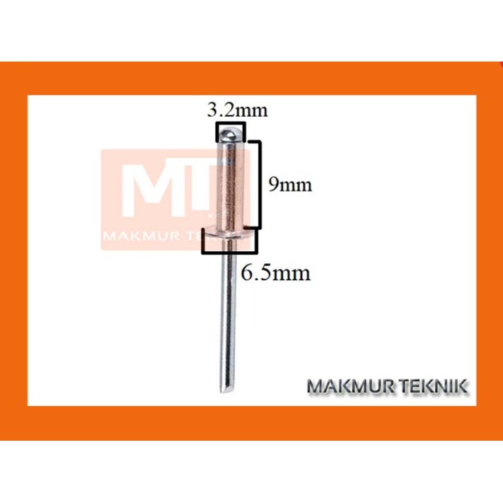 Blind Rivet - Paku Rivet - Paku Keling Type 435 Ukuran 3,2 x 9 mm