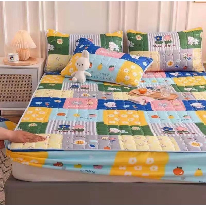 sprei sulthan waterproof ukuran 160x200cm motif karakter-Warna warni