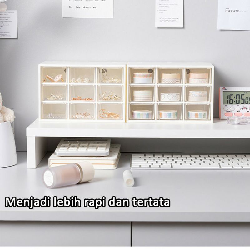 Laci Mini Kotak Serbaguna/Kotak Laci Mini/Kotak Perhiasan/Laci Aksesoris 6 slot & 9 slot