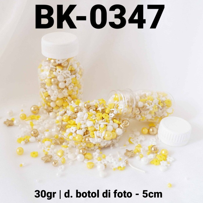 

BK-0347 SPRINKLES SPRINKLE SPRINGKEL 30GR MUTIARA GOLD PUTIH KUNING GRATIS ONGKIR