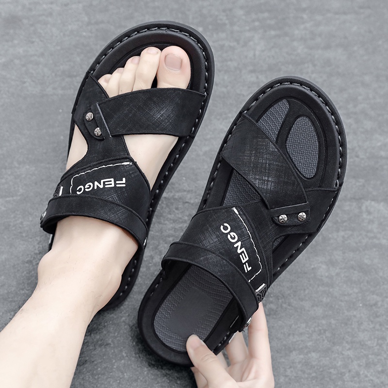 Sandal Pria Terbaru/Sandal Pria/Sandal Kulit/Sendal Pria Casual/Sol Karet Anti Selip/Dua Cara Untuk Memakai/Sandal/Sandal/Sendal Pria Dewasa/Grade Ori 100%