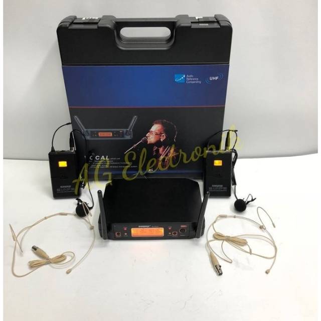 Mic wireless SHURE GLXD-24 + Koper(2 mic Clip on dan 2 mic Heandset)