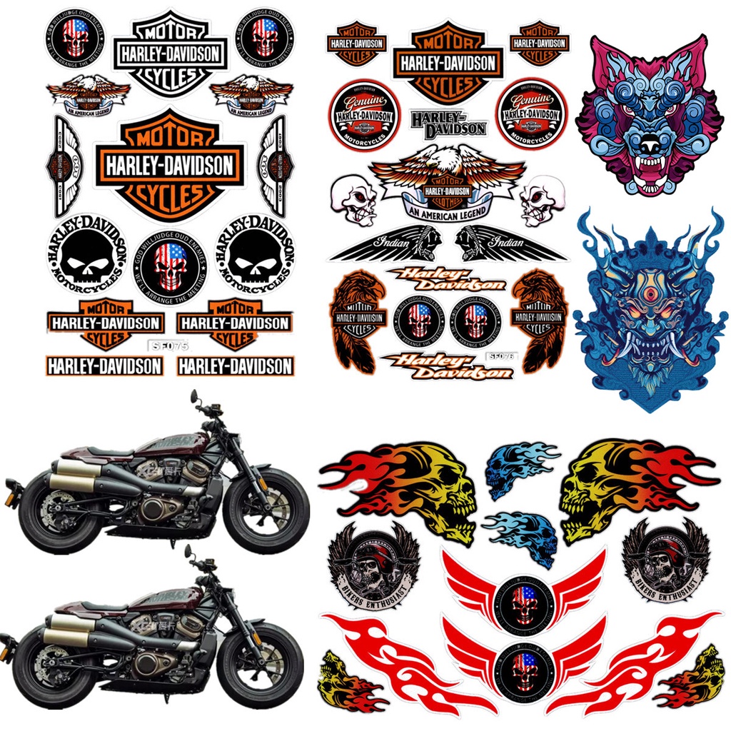 Stiker Reflektif Logo Harley-Davidson 883 Gaya Retro Tahan Air Untuk Dekorasi Helm Motor X48