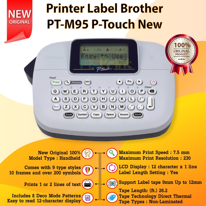 Printer Brother PT-M95 Handy Label Maker Portable P-Touch New