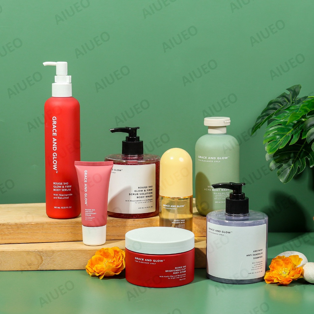 Grace and Glow Series - Body Wash Body Serum Shampoo Deodorant Hair Mist Black Opium English Pear Rouge Peony Blush Miss Moisture White Truffle Amethys BPOM