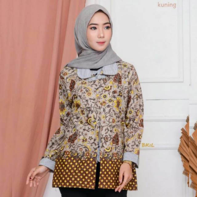 tey-17 Batik wanita ASJ SA HRB026 Kenongo Kemeja Tosca Pendek-6