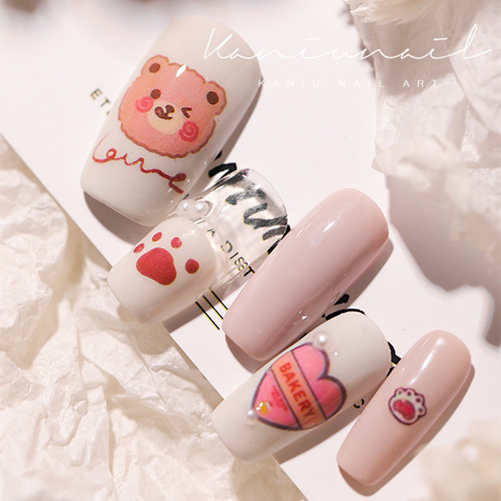 Mxbeauty Stiker Kuku Motif Kartun Beruang 3d Multiwarna Untuk Dekorasi Nail Art / Manicure Diy