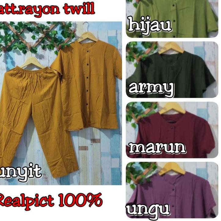 SALEE.. LD 110 SETCEL RAYON TWILL/SETELAN RAYON CP/ ONE SET CP/BAJU TIDUR/SETELAN PIYAMA LENGAN PEND