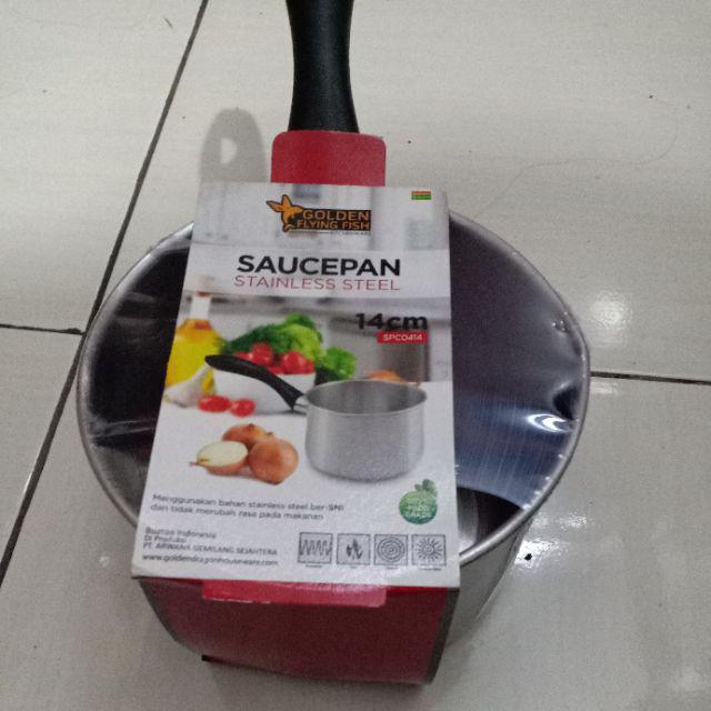 Sauce Pan Stainless Hairline 14cm Spc0414 - Panci Masak Tanpa Tutup Food Grade Material