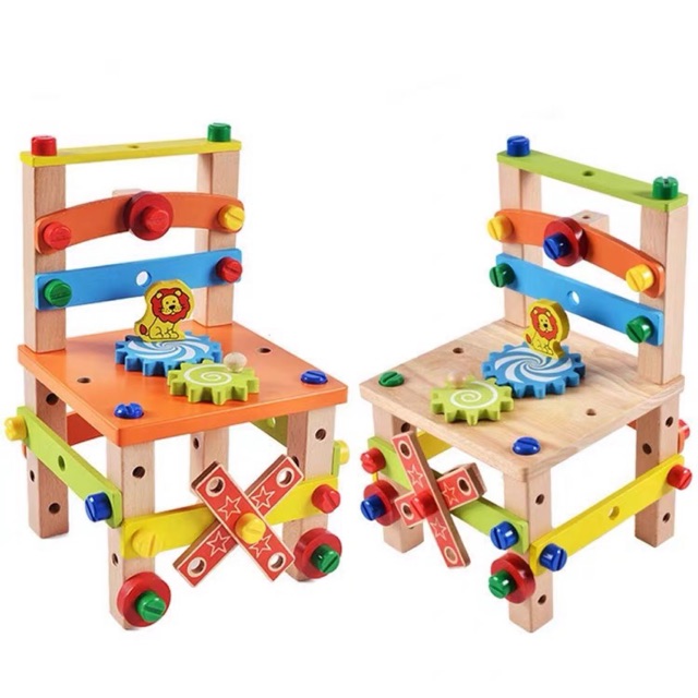 Wooden chair assembly mainan  edukasi anak  mainan  kayu  