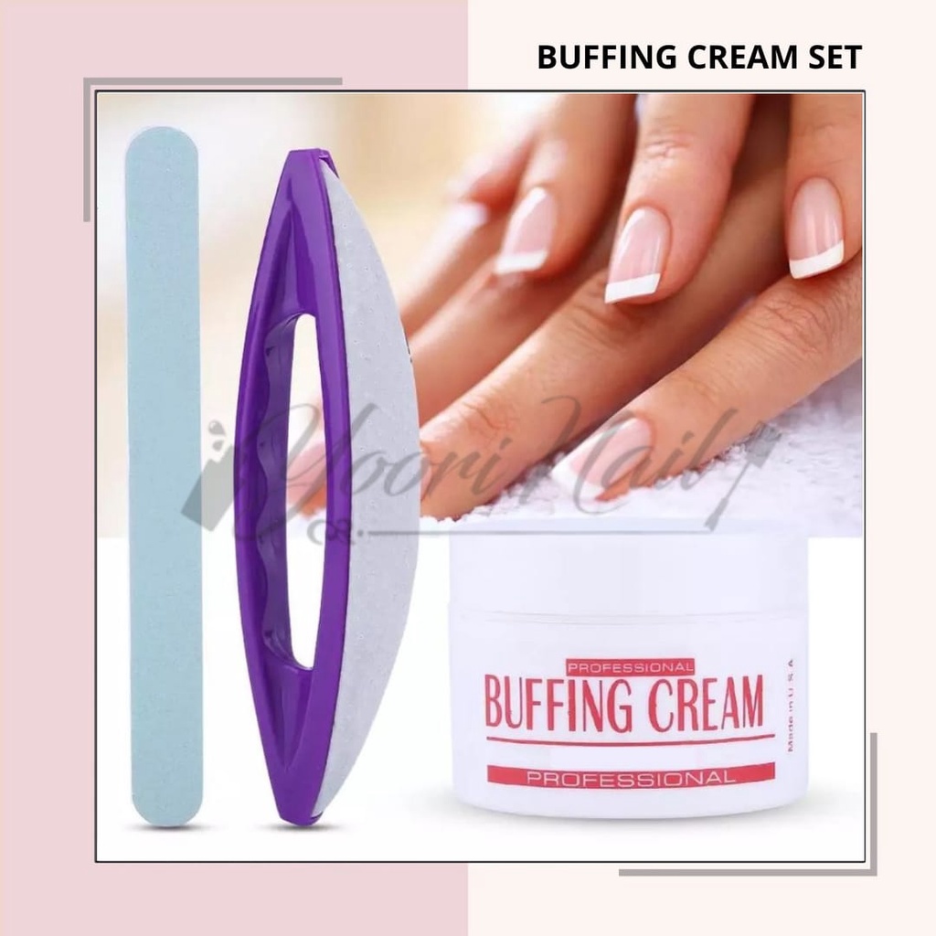 Buffing cream set pengilap kuku cream sponge buffer manicure pedicure menipedi nail