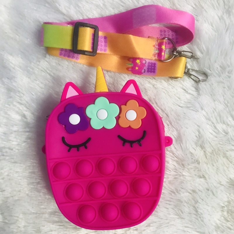 [BISA MENYALA] Tas Pop it LED Bisa Menyala Fidget Push Popit Mainan Pop it-Bulat Fanta LED