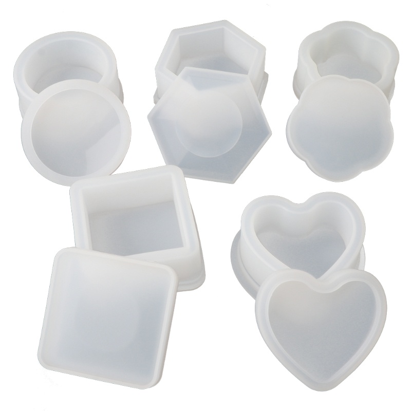 SIY  5 Pcs Box Resin Molds with lids Silicone Molds for DIY Craft Making Ashtray