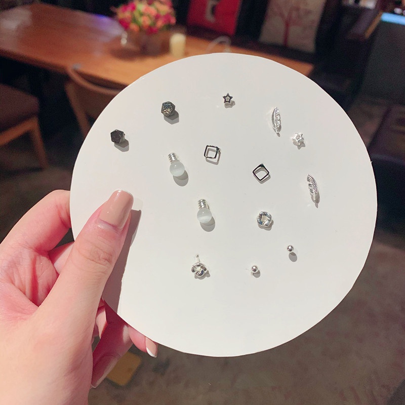 We Flower 7 Pairs S925 Silver Snowflake Butterfly Dolphin Stud Earrings Set for Women Girls Chic Ear Jewelry-1