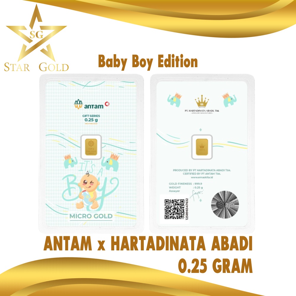 Star Gold Logam Mulia Micro Gold Antam Hartadinata 0.25 Gram Baby Boy Series 2
