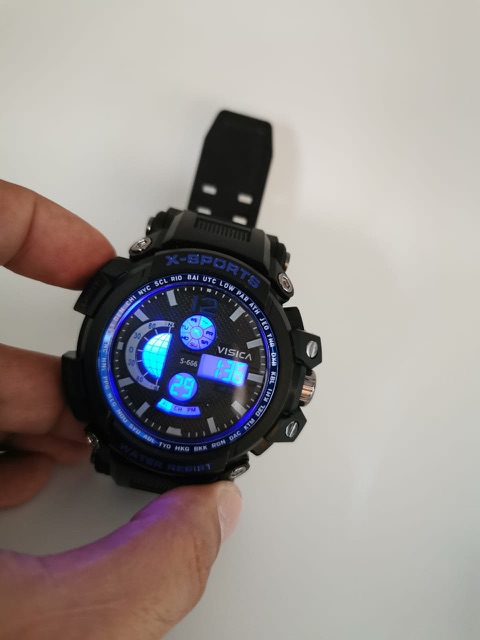 Jam Tangan Anti Air VISICA S-666 Tali Rubber Sporty Digital Watch