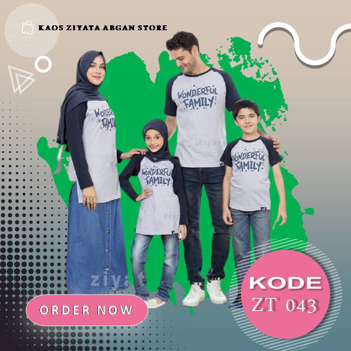 KAOS COUPLE KELUARGA MUSLIM ZIYATA BAJU COUPLE AYAH IBU 2 ANAK KAOS COUPLE ZIYATA