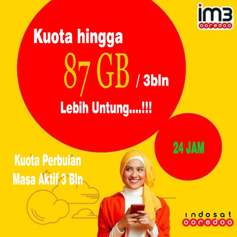 KARTU PERDANA INDOSAT 87 GB/ 90 HARI