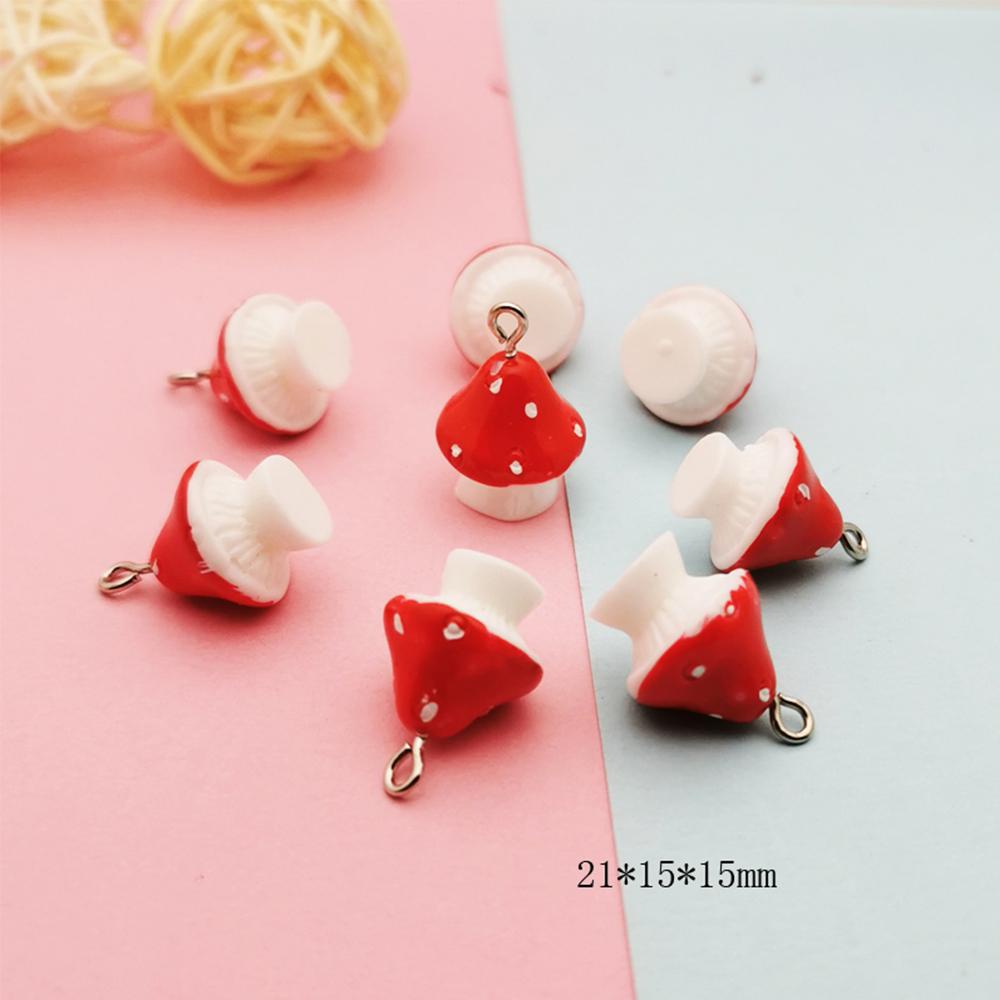 NICKOLAS1 Diy Perhiasan Aksesoris Aksesoris Fashion 3D Jamur Merah Resin Gantungan Kunci Sayuran DIY Anting-Anting