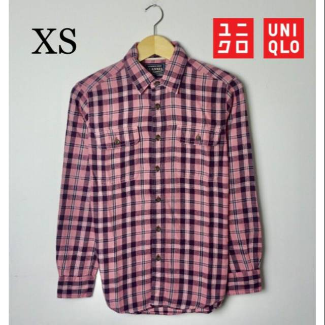 KEMEJA FLANNEL UNIQLO PINK SOFT
