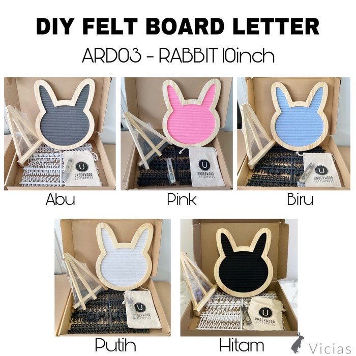Papan Huruf DIY Felt Letter Board KELINCI Rabbit Dekorasi Rumah Kamar