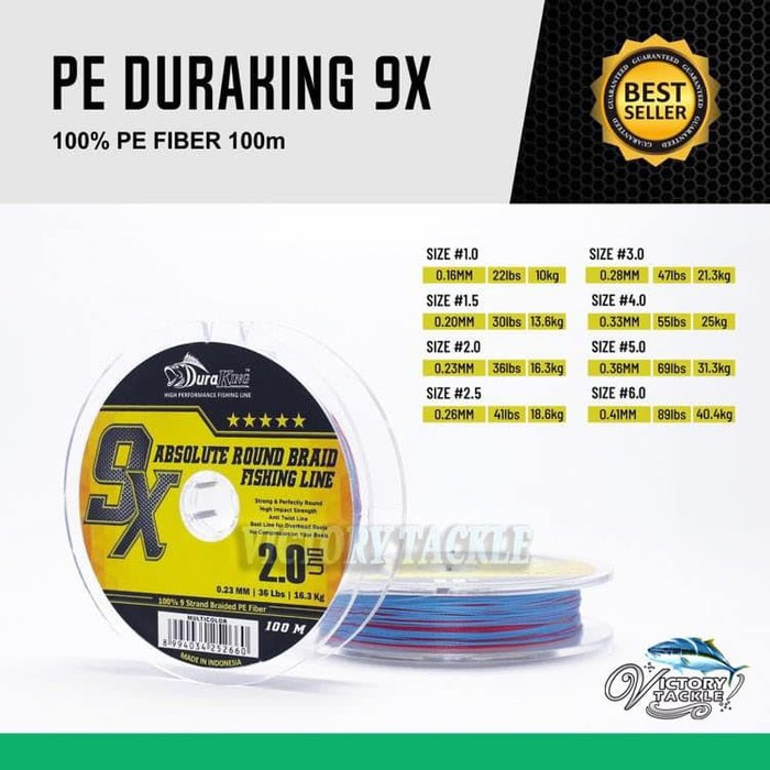 PE Duraking X9 - Multi Color, PE1.0  30LBS